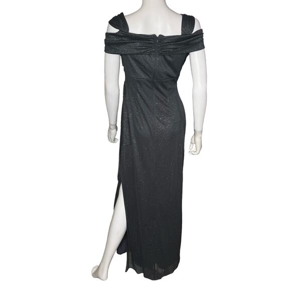 Alex Evenings Women’s Cold-Shoulder Draped Metallic Gown Smoke Sz 6 NWT - Picture 6 of 9